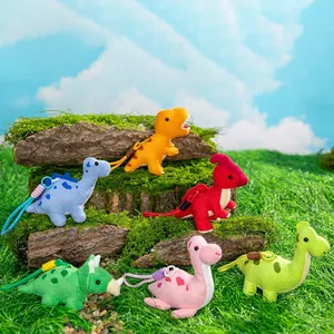 Juego de llaveros de dinosaurios de peluche coloridos, adornos para bolsos T-Rex