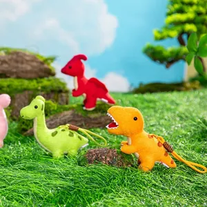 Adornos de dinosaurios de peluche coloridos con Braquiosaurio y T-Rex para bolsos