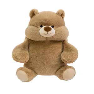 Cute chubby brown teddy bear plush toy soft stuffed animal gift for kids