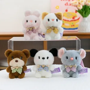 Set of cute plush animal keychain pendants including rabbit, bear, and panda