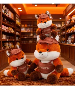 Adorable Maillard series plush fox toys in three sizes featuring Chocolate aprons and caps