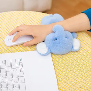 Poggiapolsi per mouse a forma di elefante in peluche blu per il comfort in ufficio