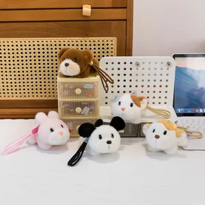 Cute plush animal charms featuring bear, rabbit, cat, panda and dog shapes.