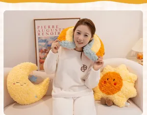 Soft plush sun and moon shaped pillows for living room sofa and home gift decoration
