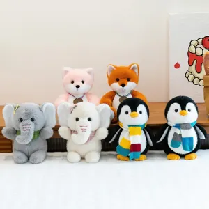 Cute cartoon plush toy collection featuring penguins, elephants, and animal dolls