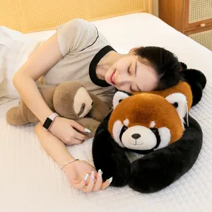 Morbido cuscino in peluche bradipo e panda rosso per dormire, bambole di animali pelosi