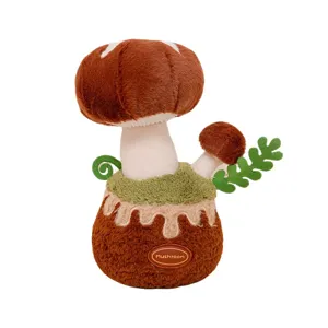 Peluche de champignon créative en pot en tissu doux avec écusson brodé décoratif