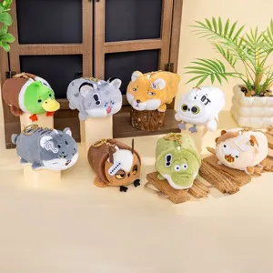 Collection of cute animal emoji plush keychains and coin purses for creative gifts and accessories