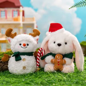 Adorabile set di peluche natalizi con pupazzo di neve e renna per decorazioni festive
