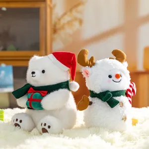 Simpatici peluche di pupazzo di neve e renna di Natale per decorazioni festive casa
