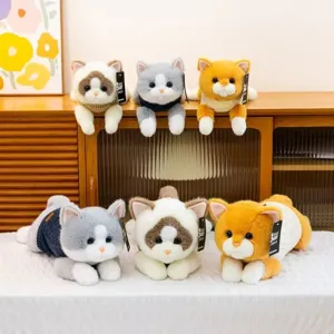 Juguete de Peluche de Gatito Realista Muñeca de Gato Suave Con Suéter de Punto Peluche de Animal Decorativo Cálido para Niños Cumpleaños Casa Regalo