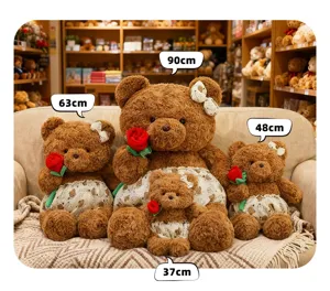 Brauner Rosen-Teddybär Plüschtier-Kollektion in verschiedenen Größen von 37cm bis 90cm