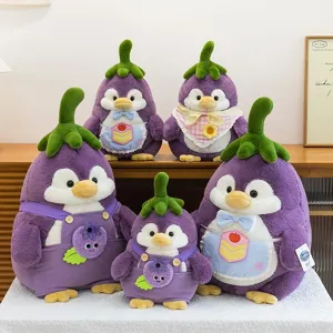 Cute purple eggplant penguin plush toys available in various sizes and styles for gifts