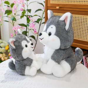 Cute gray and white Husky dog plush toy in two sizes for children's gifts or home decor
