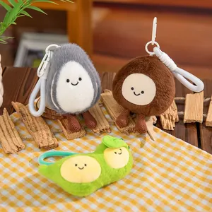 Süße Erbsenschote und Obst-Gemüse-Plüschtier-Kollektion mit niedlichen Gesichtern