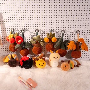 Adorable collection of plush insect keychains and plant ornaments, perfect for gifts