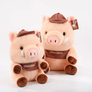 Cute Maillard style plush pig dolls set for children, soft stuffed animal toys gift