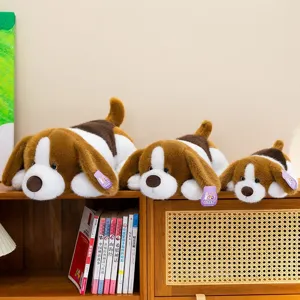 Lindo Cojín de Perro Beagle de Peluche Suave Animal de Peluche de Poliéster Almohada de Cachorro de Dibujos Animados para Decoración del Hogar Regalo de Cumpleaños para Niños