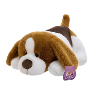 Adorable peluche de perro beagle tumbado almohada de animal suave para niños