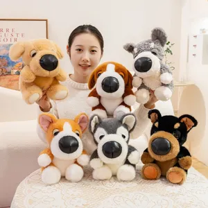 Big Head Dog Plush Toy Husky Corgi Golden Retriever Beagle Schnauzer Puppy Stuffed Animal Soft Doll Birthday Gift For Kids