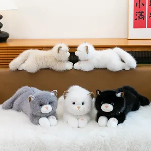 Soft ragdoll plush cat dolls, realistic lying kitten toys for girls' birthday gifts