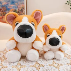 Cute big-head Corgi plush toy set, soft stuffed dog doll for children birthday gifts
