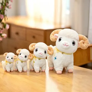Cute simulation bell star sheep plush toy doll fluffy bed pillow kids birthday gift set.