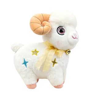 Cute simulated bell and star sheep plush toy doll, soft bed pillow for kids gift.
