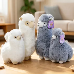 Cute Alpaca Plush Toy Soft Fluffy Llama Stuffed Animal Pillow Doll For Kids Bedroom Home Decoration Holiday Birthday Gift