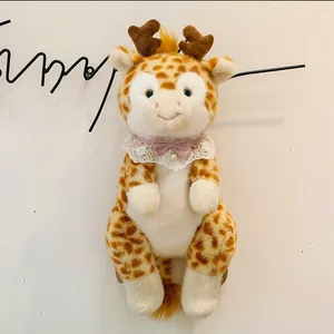 Adorabile zainetto in peluche a forma di giraffa per bambini con pizzo e fiocco rosa