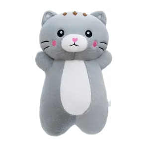 Cuscino peluche gatto grigio per bambini, morbido animale di pezza regalo per divano