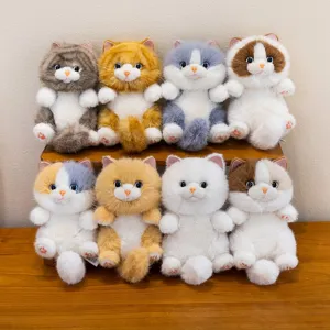Realistic Long Hair Cat Plush Pendant Keychain Cute Kitten Stuffed Animal Doll For Bag Backpack Decor Birthday Gift