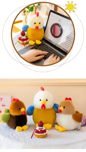 Schattige pluche kuikenpoppen in diverse kleuren voor gezellige bureau decoratie