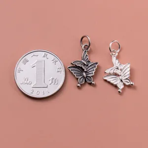 925 sterling silver butterfly pendants with vintage oxidized and bright finishes