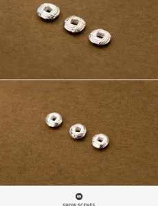 Detailed macro view of S925 sterling silver striped square flat beads for DIY jewelry crafts
