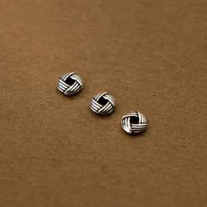 S925 sterling silver striped square flat spacer beads for DIY jewelry making