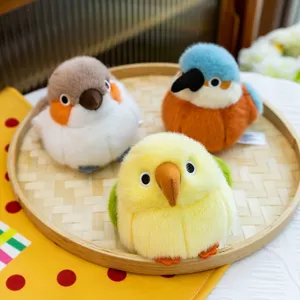 Set van drie schattige simulatie vogel pluche speelgoed met zachte kleurrijke vacht