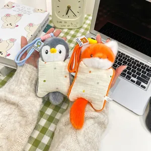 Cute Animal Bean Bag Plush Keychain Pendant Elephant Panda Pig Sloth Soft Stuffed Animal Backpack Hanging Decor For Kids School Bag Gift