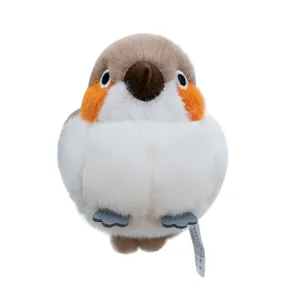 Schattige ronde vogel knuffel met zachte witte en oranje vachtdetails voor kinderen cadeau