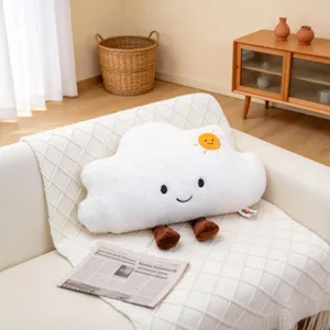 Lindo cojín de peluche con nube sonriente almohada decorativa suave para sofá hogar