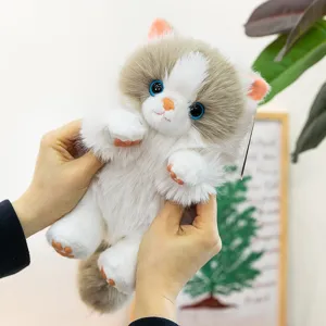Cute fluffy simulation long-haired cat plush toy pendant ragdoll kitten soft gift item