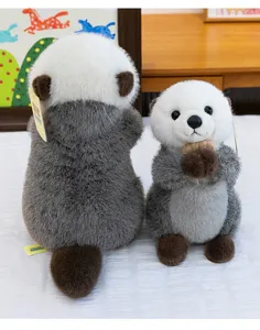 Detailed view showing front and back of cuddly sea otter magnetic plush toy dolls