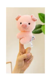 Niedliches rosa Schwein Plüschtier Fingerpuppe und Computer-Deko-Clip Zubehör