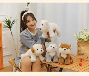 Cute dog plush toy series featuring sitting and lying poses for children's soft comfort.