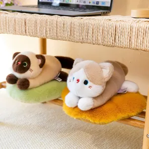 Lindo gato de peluche de dibujos animados juguete suave almohada bonita compañera de sueño.