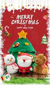 Festliches Weihnachts-Plüschtier-Set mit Weihnachtsmann, Schneemann und Rentier
