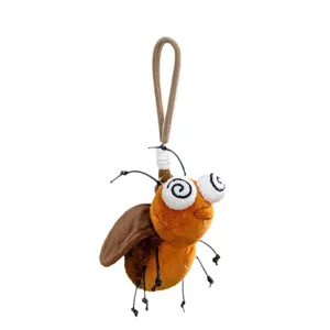Süßer Cartoon-Insekten-Plüsch-Schlüsselanhänger mit Spiralaugen und braunen Flügeln