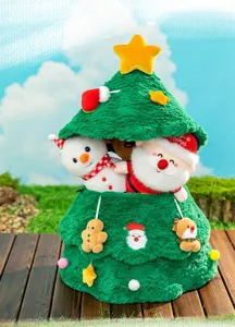 Plüsch Weihnachtsbaum Set mit Weihnachtsmann und Schneemann Puppen für Deko