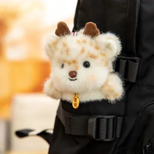 Adorable fluffy fawn reindeer plush toy bag charm for backpacks and school gifts