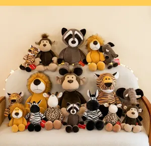 Vari peluche di animali della giungla con leone e tigre per regali di compleanno